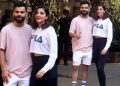 Anushka, Virat pose for the shutterbugs at Mehboob Studio