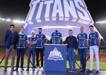 Gujarat Titans launch their Official Team jersey at Narendra Modi Stadium
