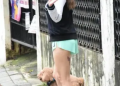 Giorgia Andriani looks stunning in super hot shorts as she takes her dog for a walk