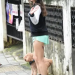 Giorgia Andriani looks stunning in super hot shorts as she takes her dog for a walk