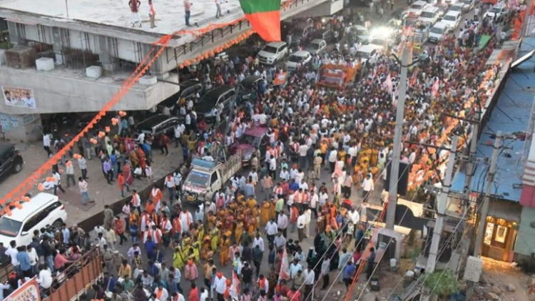 Nadda holds road show in Hyderabad