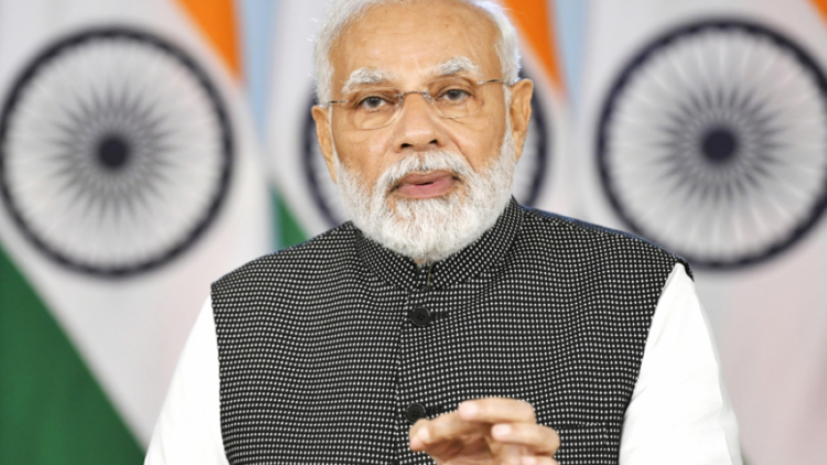 Modi greets people on Parkash Purab of Guru Granth Sahib