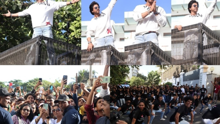 SRK does ‘Pathaan’ hook step on Mannat balcony to celebrate TV premiere
