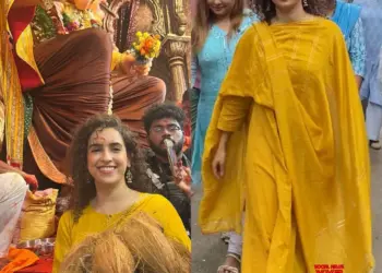Sanya Malhotra exudes grace as she visits Lalbaugcha Raja