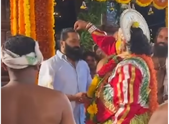 Rishab Shetty celebrates Kola festival with family