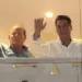 Salman, joined by father Salim Khan, greets cheering crowds outside Galaxy Apts
