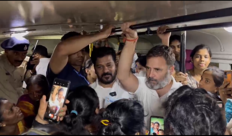 Rahul Gandhi travels in RTC bus in Hyderabad, interacts with passengers