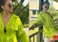 Akshara Singh shells cool girl vibes in green shirt dress, sneakers & sunglasses