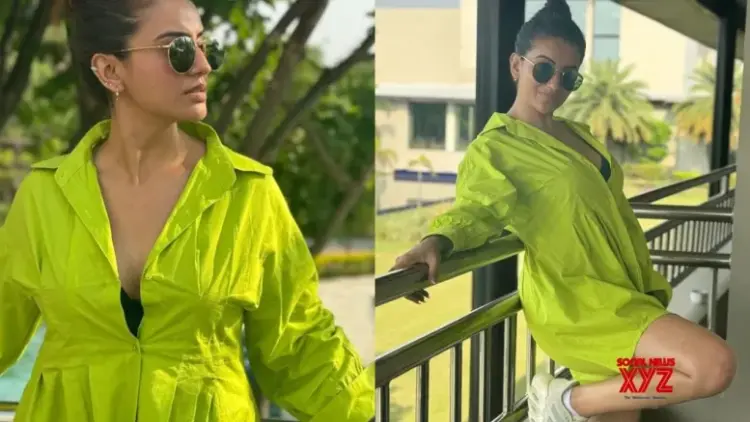 Akshara Singh shells cool girl vibes in green shirt dress, sneakers & sunglasses