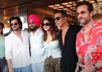 Akshay Kumar and Ensemble Cast Make a Splash at Khel Khel Mein Lunch Promotion Event
