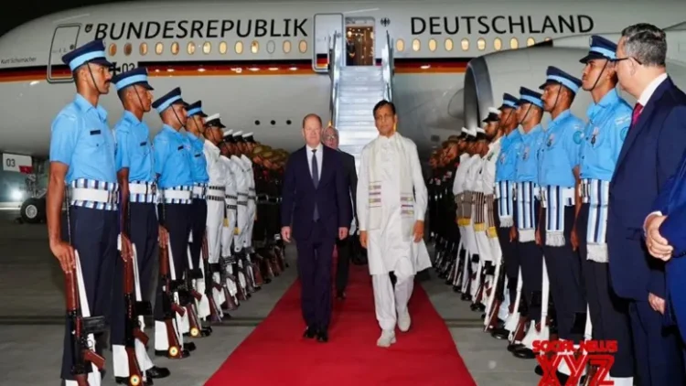 German Chancellor Olaf Scholz arrives in India to attend Intergovernmental Consultations