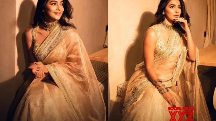 Pooja Hegde is Diwali ready in shimmery golden saree