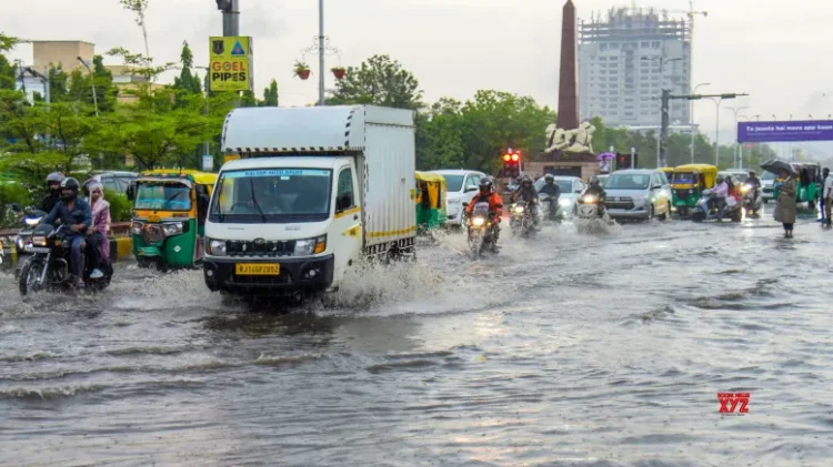 Road cave-in on Jaipur’s Gopalpura by-pass as heavy rains lash city