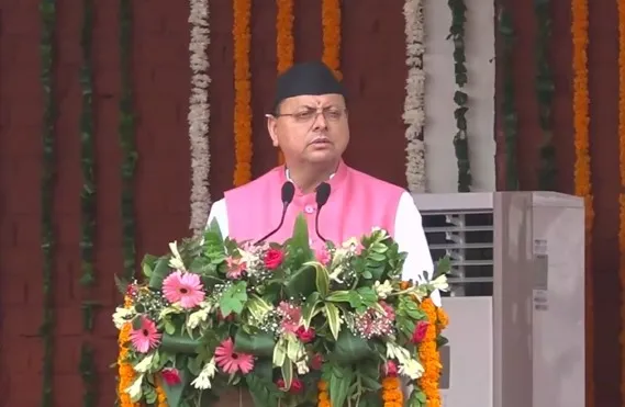 Uttarakhand CM Dhami honours freedom fighters’ families on 79th Independence day; announces development initiatives