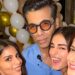 Karan Johar strikes a pose with B-town newbies Suhana Khan, Shanaya Kapoor at Ananya Panday’s lavish birthday bash