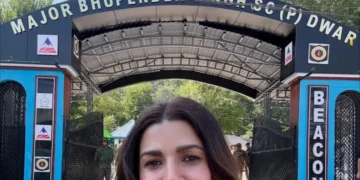 Nimrat Kaur visits late father’s new memorial in Kashmir