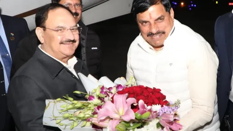 J.P. Nadda arrives in MP’s Indore, CM Mohan Yadav calls him ‘lucky’ for BJP