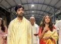 Mrunal Thakur, Adivi Sesh offer prayers at Tirupati Balaji temple ahead of Dacoit release