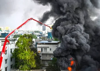 Major fire in Ghaziabad’s Mainapur Industrial Area; 20 fire tenders pressed into service to douse flames